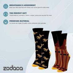 Носки Zodaca Horse для мужчин и женщин, новинки для экипажа (один размер, 2 пары) Zodaca