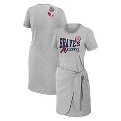 Женская одежда Erin Andrews Хизер Серое платье-футболка с узлом Atlanta Braves Unbranded
