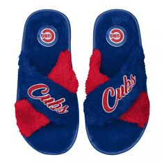 Женские двухцветные шлёпанцы из искусственного меха FOCO Royal Chicago Cubs Unbranded