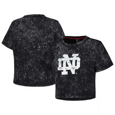Женская черная укороченная футболка из шелкового молочного цвета в винтажном стиле Notre Dame Fighting Irish Unbranded