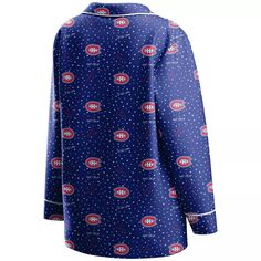 Женская одежда Erin Andrews Blue Montreal Canadiens, рубашка на пуговицах с длинными рукавами и брюки, комплект для сна Unbranded