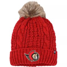 Женская красная вязаная шапка с манжетами и помпоном Ottawa Senators Meeko &apos;47 Unbranded