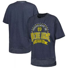 Женская футболка-пончо Pressbox Heather Navy Notre Dame Fighting Irish Vintage Wash Unbranded