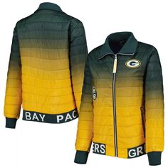Женская куртка-пуховик с молнией во всю длину The Wild Collective, зеленый/золотой Green Bay Packers Unbranded