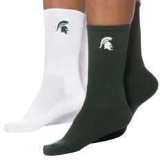Женские зелено-белые носки ZooZatz Michigan State Spartans, 2 пары четверть длины Unbranded