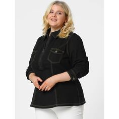 Женская зимняя джинсовая куртка больших размеров на молнии с карманом Agnes Orinda