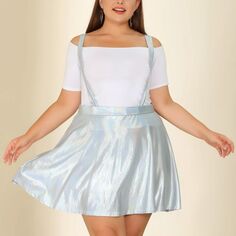 Женская блестящая короткая юбка большого размера с застежкой-молнией и эластичной резинкой на талии Agnes Orinda