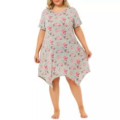 Женская ночная рубашка с цветочным принтом, милая пижама нестандартной формы Agnes Orinda