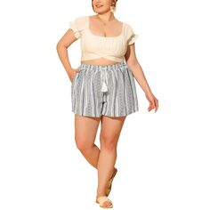 Короткие шорты больших размеров для женщин, повседневные шорты с карманами и пляжными брюками в стиле бохо Agnes Orinda