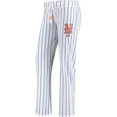 Женские спортивные белые брюки для сна в тонкую полоску New York Mets Vigor Unbranded