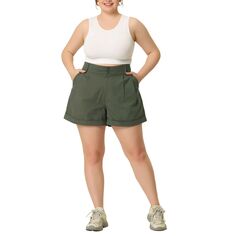 Короткие женские эластичные спортивные брюки-карго больших размеров с карманами Agnes Orinda