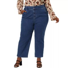 Женские брюки больших размеров с карманами и эластичной резинкой на талии, джинсовые леггинсы Agnes Orinda