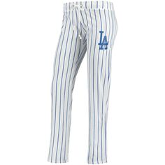 Женские спортивные белые брюки для сна Los Angeles Dodgers Vigor в тонкую полоску Concepts Unbranded