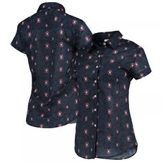 Женская темно-синяя рубашка на пуговицах с цветочным принтом FOCO Houston Astros Unbranded