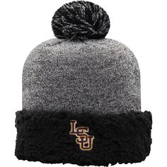 Женская черная вязаная шапка с манжетами и помпоном Top of the World LSU Tigers Unbranded
