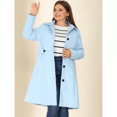 Женское пальто больших размеров, однобортное длинное бушлат с поясом Agnes Orinda, синий