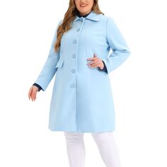 Женские зимние модные пальто больших размеров, однобортное длинное бушлат Agnes Orinda, синий