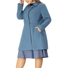 Женская верхняя одежда больших размеров с затянутой талией, зимнее длинное пальто Agnes Orinda, синий