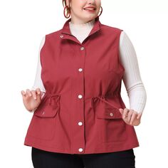 Женская куртка-жилет больших размеров с карманами-карго и шнурком на талии Agnes Orinda