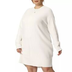 Платье-свитер больших размеров для женщин, вязаный пуловер с длинными рукавами, короткие платья-свитера Agnes Orinda, серый