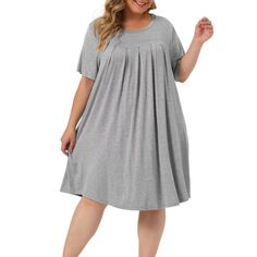 Женская ночная рубашка больших размеров, пижама с коротким рукавом, платье для сна, ночная рубашка с круглым вырезом, одежда для дома Agnes Orinda, серый