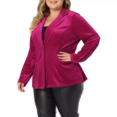 Женская бархатная модная куртка с баской больших размеров, верхняя одежда, блейзер Agnes Orinda, ярко-розовый