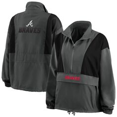 Женская одежда Erin Andrews Темно-угольная складная куртка с молнией до половины Atlanta Braves Unbranded