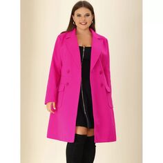 Женская верхняя одежда больших размеров, двубортное длинное пальто-бушлат Agnes Orinda, розовый