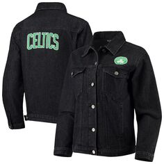 Черная женская джинсовая куртка на пуговицах с нашивкой The Wild Collective Boston Celtics Unbranded