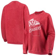Женский вельветовый свитшот с круглым вырезом Pressbox Red Wisconsin Badgers Comfy Corduroy Unbranded