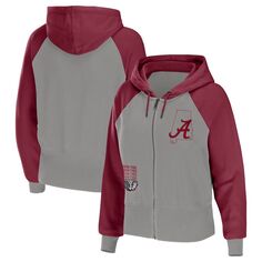 Женская одежда WEAR by Erin Andrews Серая худи с молнией во всю длину и реглан Alabama Crimson Tide Unbranded