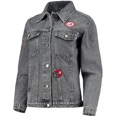 Женская серая джинсовая куртка на пуговицах с нашивками The Wild Collective Alabama Crimson Tide Unbranded