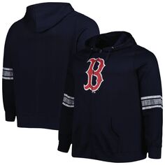 Женская темно-синяя/серо-хизеровая толстовка с капюшоном и молнией во всю длину Boston Red Sox с логотипом спереди Unbranded