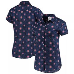 Женская рубашка на пуговицах с цветочным принтом FOCO Royal Chicago Cubs Unbranded