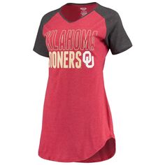Женская ночная рубашка Concepts Sport малинового/темно-серого цвета Оклахома Сунерс с v-образным вырезом реглан Unbranded