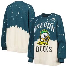Женский пуловер с выцветшим рисунком Gameday Couture Green Oregon Ducks Twice As Nice Unbranded
