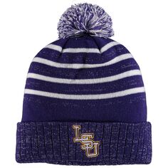 Женская мерцающая вязаная шапка с манжетами и помпоном Top of the World фиолетового цвета LSU Tigers Unbranded