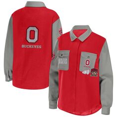 Женская одежда от Erin Andrews Scarlet, куртка-рубашка на пуговицах Ohio State Buckeyes Unbranded