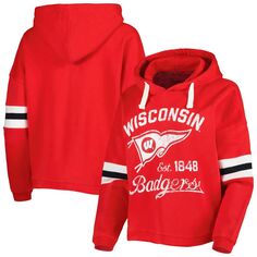 Женский пуловер с капюшоном Pressbox Red Wisconsin Badgers Super Pennant Unbranded