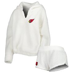 Женский комплект из пушистой толстовки с капюшоном и шортами кремового цвета Arizona Cardinals Concepts Sport Arizona Cardinals Unbranded