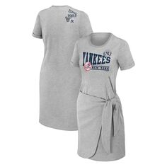 Женская одежда Erin Andrews Хизер Серое платье-футболка с узлом New York Yankees больших размеров Unbranded