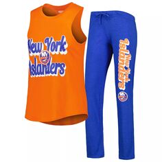 Женский спортивный топ Heather Orange/Heather Royal New York Islanders Meter Muscle Майка и брюки для сна Unbranded