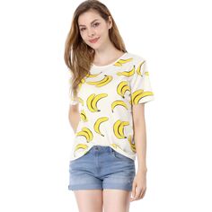 Женская повседневная футболка с короткими рукавами и принтом банана Pmpkin ALLEGRA K