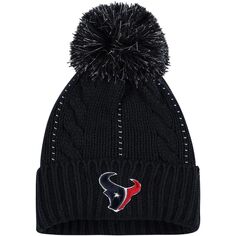 Женская темно-синяя вязаная шапка с манжетами и помпоном Houston Texans &apos;47 Unbranded