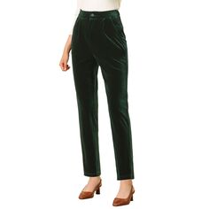 Женские повседневные широкие бархатные брюки с эластичной талией и карманами ALLEGRA K