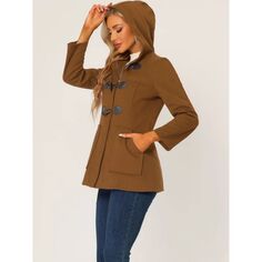 Женская повседневная дафлкот с капюшоном на молнии, зимнее пальто, куртка ALLEGRA K, бежевый