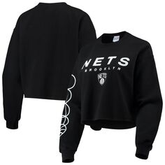 Женский флисовый свитшот средней длины для фаст-фуда, черный Brooklyn Nets Unbranded