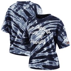 Женская одежда от Erin Andrews Темно-синяя футболка New England Patriots с принтом тай-дай Unbranded