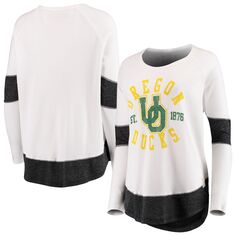 Женская оригинальная брендовая белая футболка в стиле ретро с контрастными регланами и длинными рукавами в стиле бойфренда Unbranded