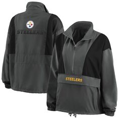 Женская одежда Erin Andrews Темно-угольная складная куртка с молнией до половины Pittsburgh Steelers Popover Unbranded